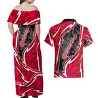 Melbourne Renegades Couples Matching Off Shoulder Maxi Dress and Hawaiian Shirt Flaming Lightning Storm Geometric Sports Mascot Art