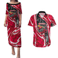 Melbourne Renegades Couples Matching Puletasi and Hawaiian Shirt Flaming Lightning Storm Geometric Sports Mascot Art