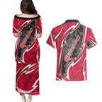 Melbourne Renegades Couples Matching Puletasi and Hawaiian Shirt Flaming Lightning Storm Geometric Sports Mascot Art