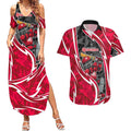 Melbourne Renegades Couples Matching Summer Maxi Dress and Hawaiian Shirt Flaming Lightning Storm Geometric Sports Mascot Art