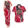 Melbourne Renegades Couples Matching Tank Maxi Dress and Hawaiian Shirt Flaming Lightning Storm Geometric Sports Mascot Art