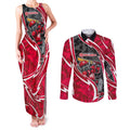 Melbourne Renegades Couples Matching Tank Maxi Dress and Long Sleeve Button Shirt Flaming Lightning Storm Geometric Sports Mascot Art