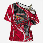 Melbourne Renegades Cross Shoulder Shirt Flaming Lightning Storm Geometric Sports Mascot Art