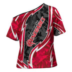 Melbourne Renegades Cross Shoulder Shirt Flaming Lightning Storm Geometric Sports Mascot Art