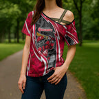Melbourne Renegades Cross Shoulder Shirt Flaming Lightning Storm Geometric Sports Mascot Art