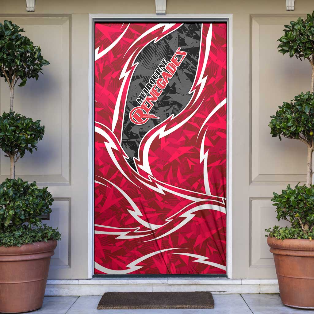 Melbourne Renegades Door Cover Flaming Lightning Storm Geometric Sports Mascot Art