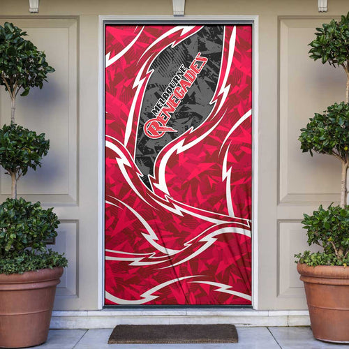 Melbourne Renegades Door Cover Flaming Lightning Storm Geometric Sports Mascot Art