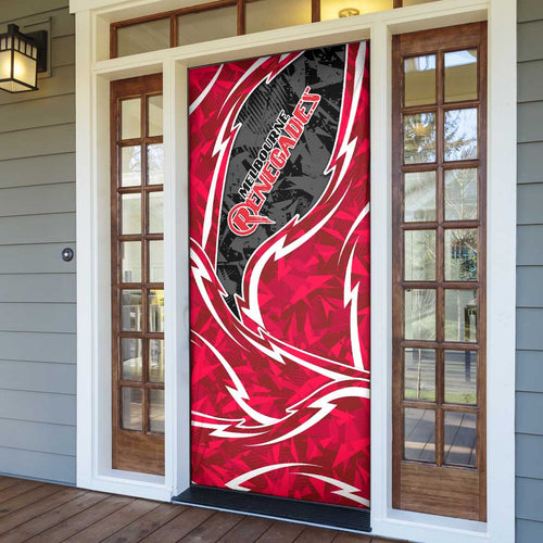 Melbourne Renegades Door Cover Flaming Lightning Storm Geometric Sports Mascot Art