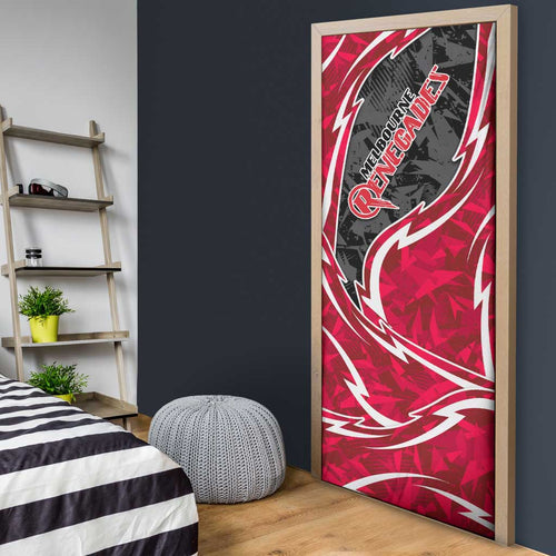Melbourne Renegades Door Cover Flaming Lightning Storm Geometric Sports Mascot Art