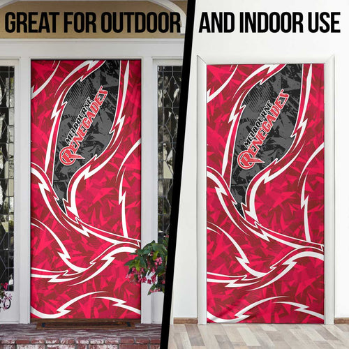 Melbourne Renegades Door Cover Flaming Lightning Storm Geometric Sports Mascot Art