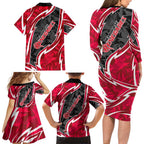 Melbourne Renegades Family Matching Long Sleeve Bodycon Dress and Hawaiian Shirt Flaming Lightning Storm Geometric Sports Mascot Art