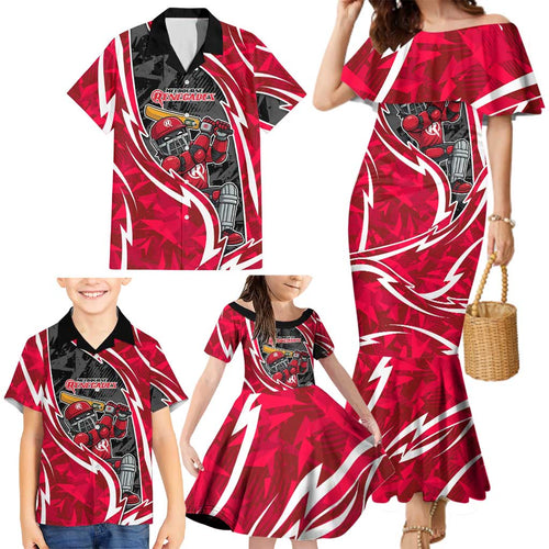 Melbourne Renegades Family Matching Mermaid Dress and Hawaiian Shirt Flaming Lightning Storm Geometric Sports Mascot Art