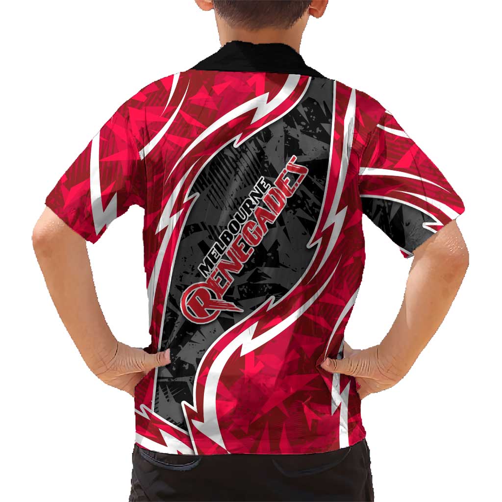 Melbourne Renegades Family Matching Mermaid Dress and Hawaiian Shirt Flaming Lightning Storm Geometric Sports Mascot Art