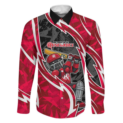 Melbourne Renegades Family Matching Mermaid Dress and Hawaiian Shirt Flaming Lightning Storm Geometric Sports Mascot Art