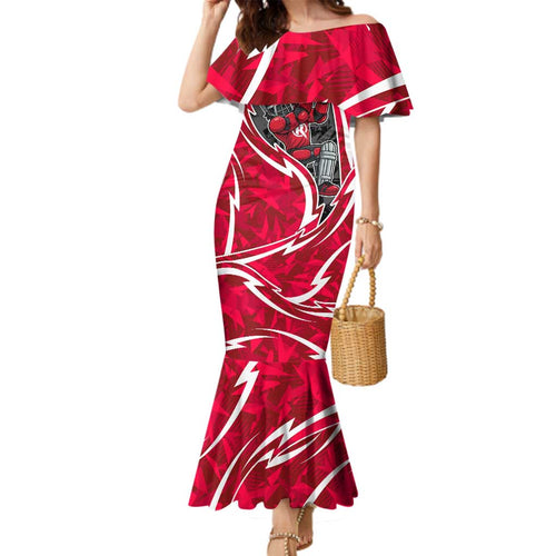 Melbourne Renegades Family Matching Mermaid Dress and Hawaiian Shirt Flaming Lightning Storm Geometric Sports Mascot Art