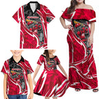 Melbourne Renegades Family Matching Off Shoulder Maxi Dress and Hawaiian Shirt Flaming Lightning Storm Geometric Sports Mascot Art