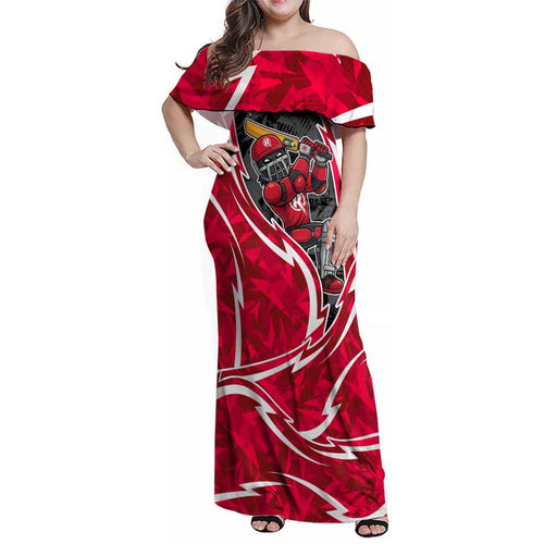 Melbourne Renegades Family Matching Off Shoulder Maxi Dress and Hawaiian Shirt Flaming Lightning Storm Geometric Sports Mascot Art
