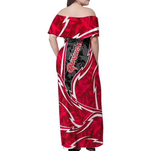 Melbourne Renegades Family Matching Off Shoulder Maxi Dress and Hawaiian Shirt Flaming Lightning Storm Geometric Sports Mascot Art