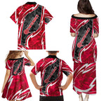 Melbourne Renegades Family Matching Puletasi and Hawaiian Shirt Flaming Lightning Storm Geometric Sports Mascot Art
