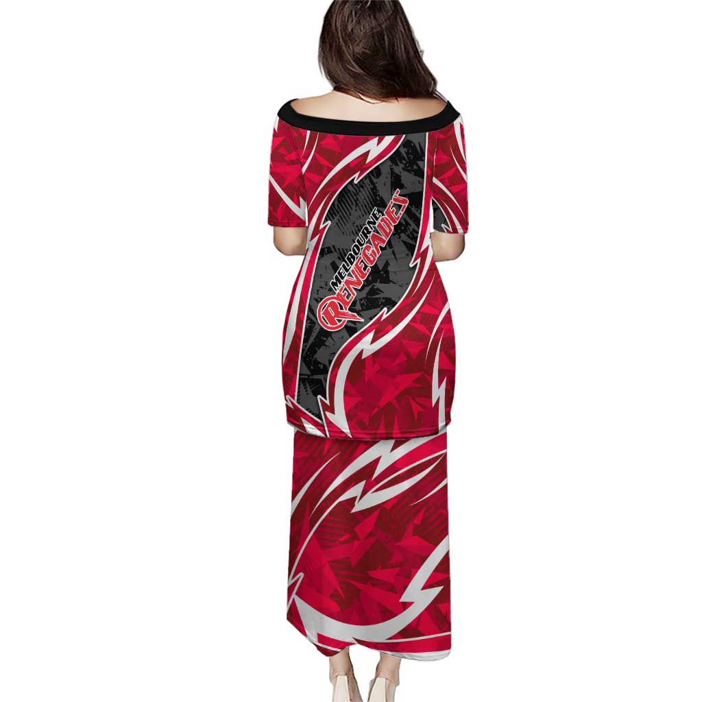 Melbourne Renegades Family Matching Puletasi and Hawaiian Shirt Flaming Lightning Storm Geometric Sports Mascot Art