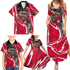 Melbourne Renegades Family Matching Summer Maxi Dress and Hawaiian Shirt Flaming Lightning Storm Geometric Sports Mascot Art