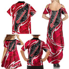 Melbourne Renegades Family Matching Summer Maxi Dress and Hawaiian Shirt Flaming Lightning Storm Geometric Sports Mascot Art