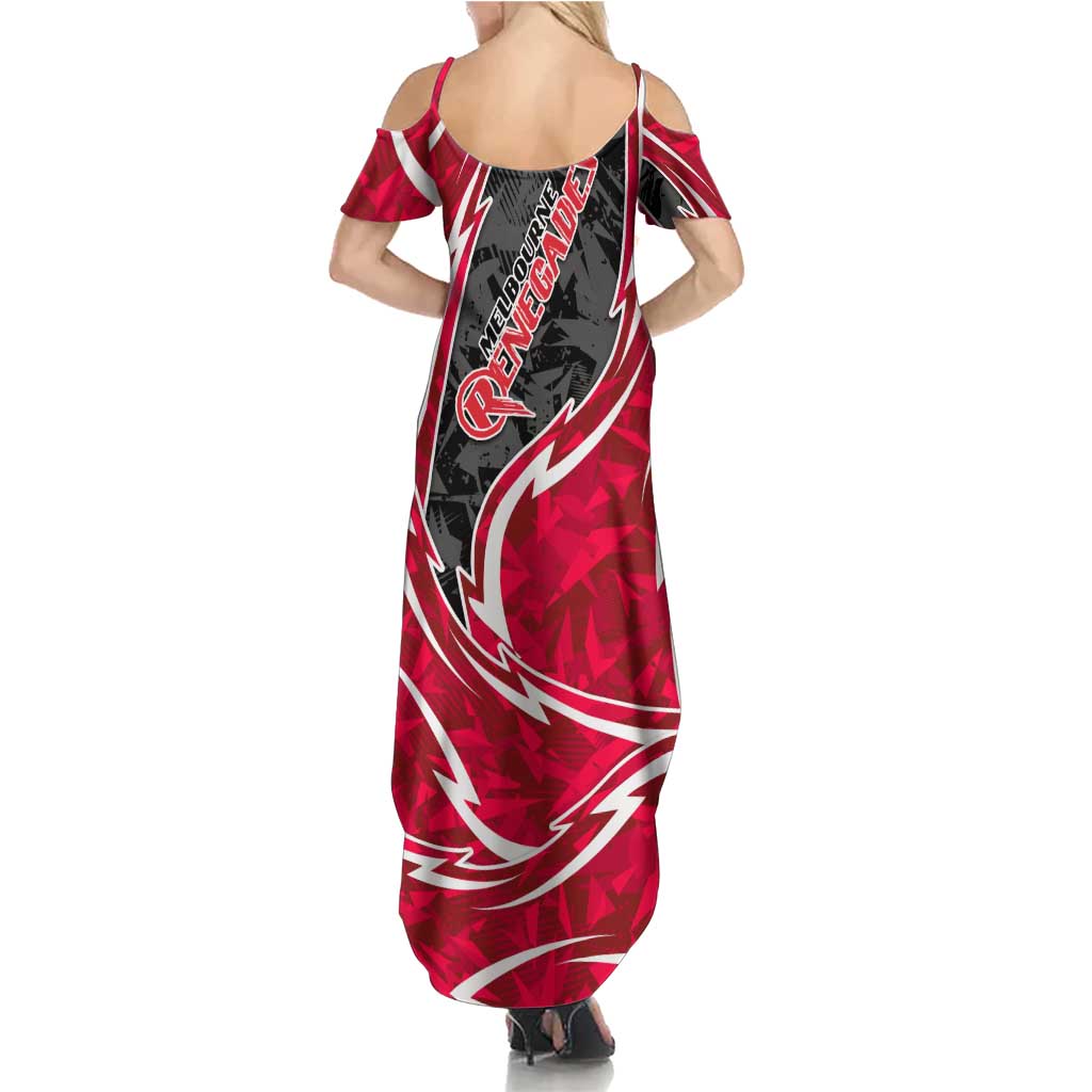 Melbourne Renegades Family Matching Summer Maxi Dress and Hawaiian Shirt Flaming Lightning Storm Geometric Sports Mascot Art