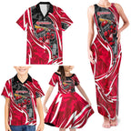 Melbourne Renegades Family Matching Tank Maxi Dress and Hawaiian Shirt Flaming Lightning Storm Geometric Sports Mascot Art