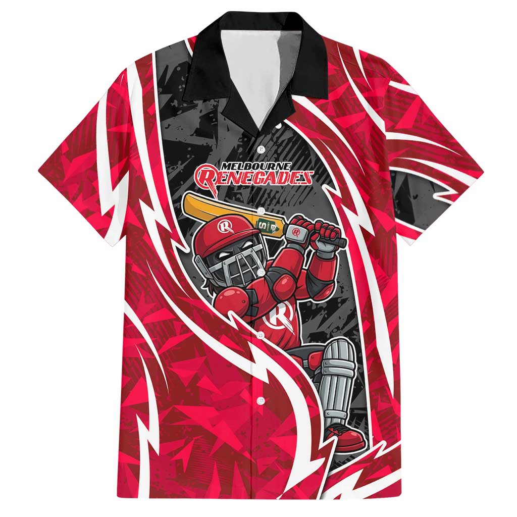 Melbourne Renegades Hawaiian Shirt Flaming Lightning Storm Geometric Sports Mascot Art