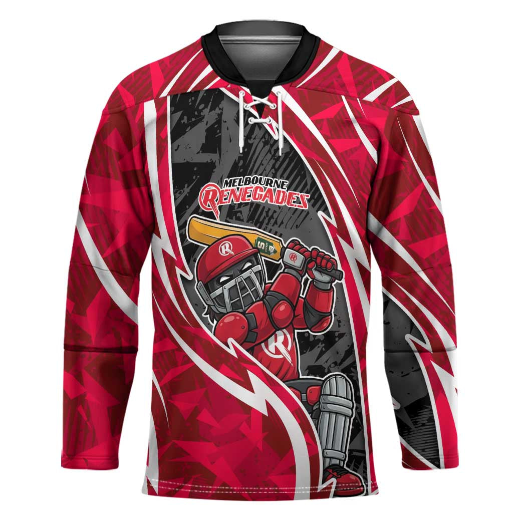 Melbourne Renegades Hockey Jersey Flaming Lightning Storm Geometric Sports Mascot Art