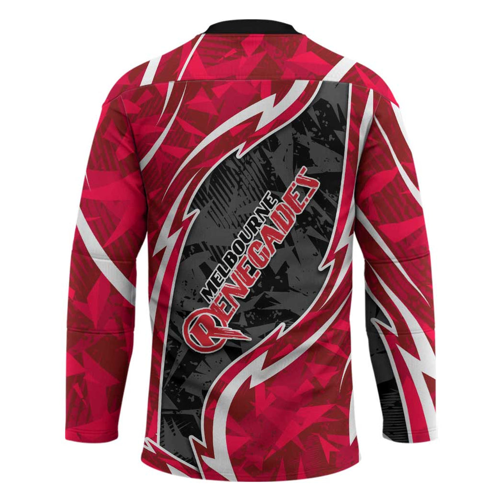 Melbourne Renegades Hockey Jersey Flaming Lightning Storm Geometric Sports Mascot Art