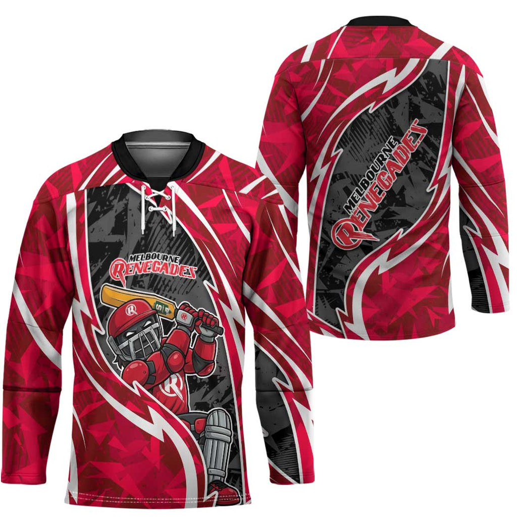 Melbourne Renegades Hockey Jersey Flaming Lightning Storm Geometric Sports Mascot Art