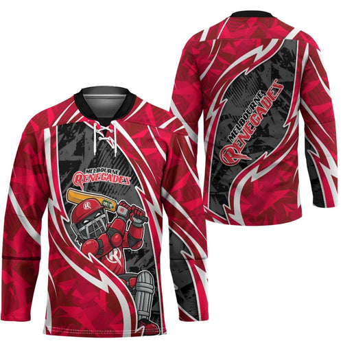 Melbourne Renegades Hockey Jersey Flaming Lightning Storm Geometric Sports Mascot Art