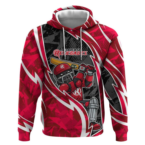 Melbourne Renegades Hoodie Flaming Lightning Storm Geometric Sports Mascot Art