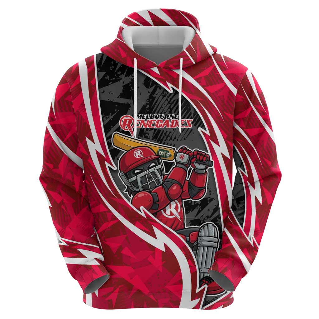 Melbourne Renegades Hoodie Flaming Lightning Storm Geometric Sports Mascot Art