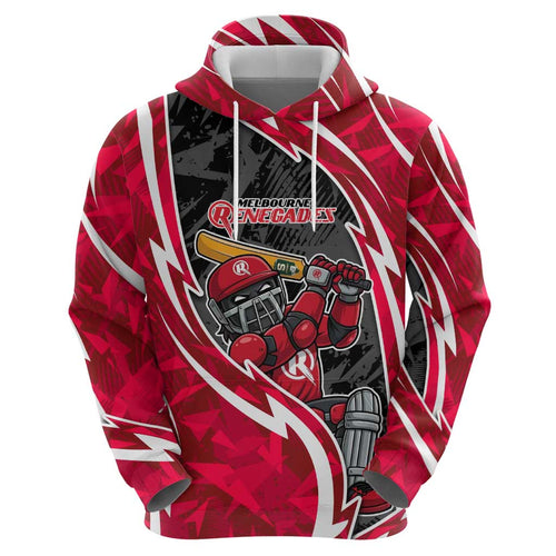 Melbourne Renegades Hoodie Flaming Lightning Storm Geometric Sports Mascot Art