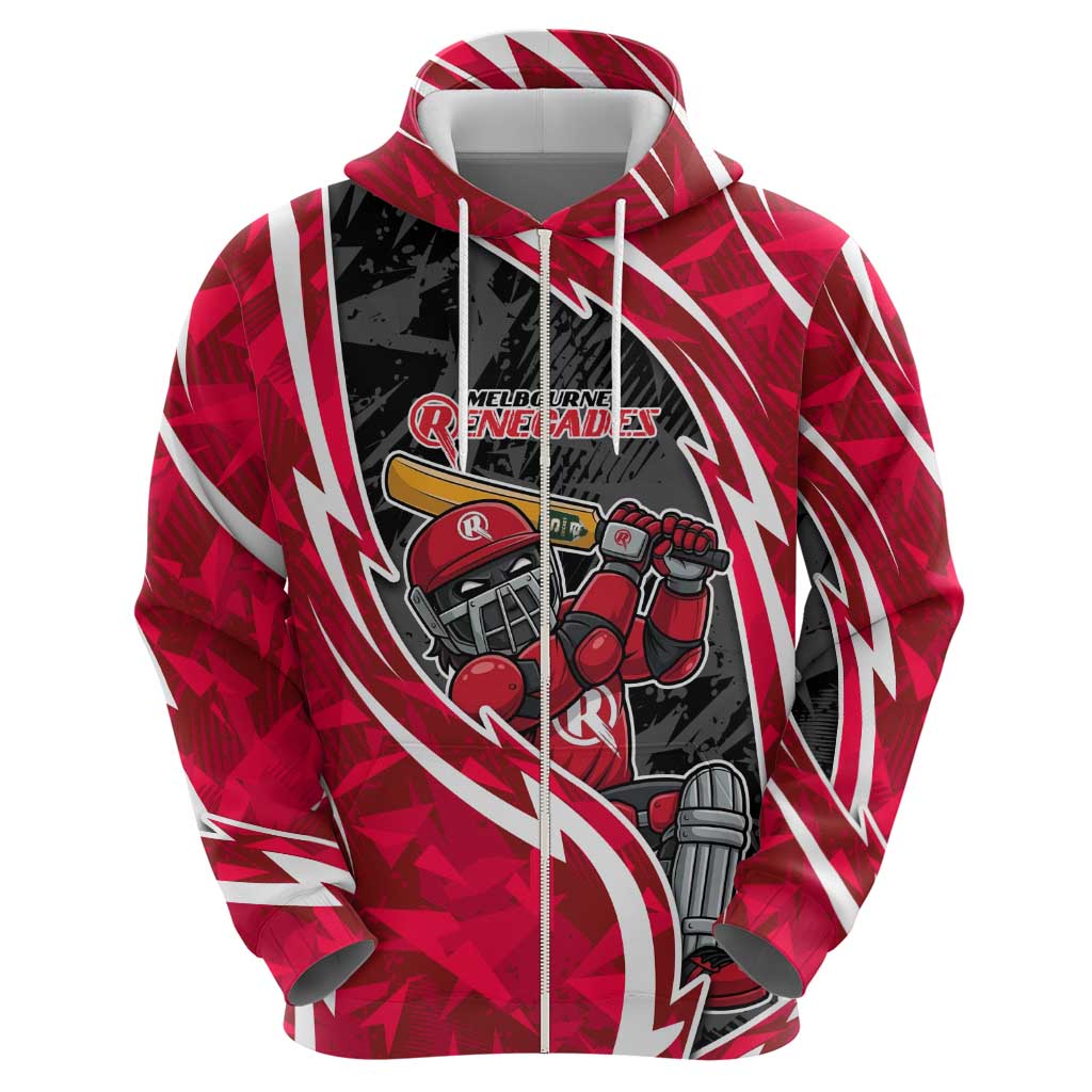 Melbourne Renegades Hoodie Flaming Lightning Storm Geometric Sports Mascot Art