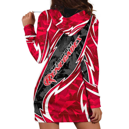 Melbourne Renegades Hoodie Dress Flaming Lightning Storm Geometric Sports Mascot Art