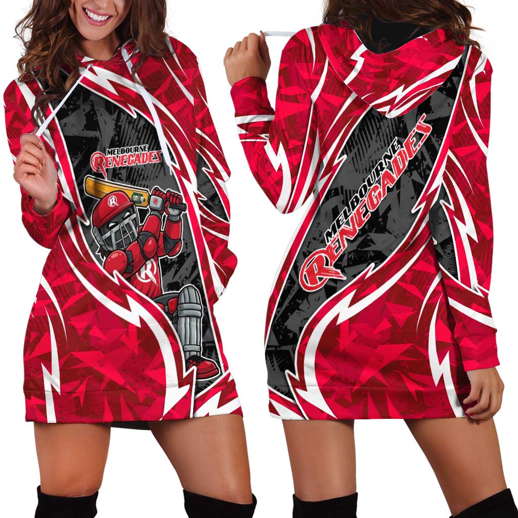 Melbourne Renegades Hoodie Dress Flaming Lightning Storm Geometric Sports Mascot Art
