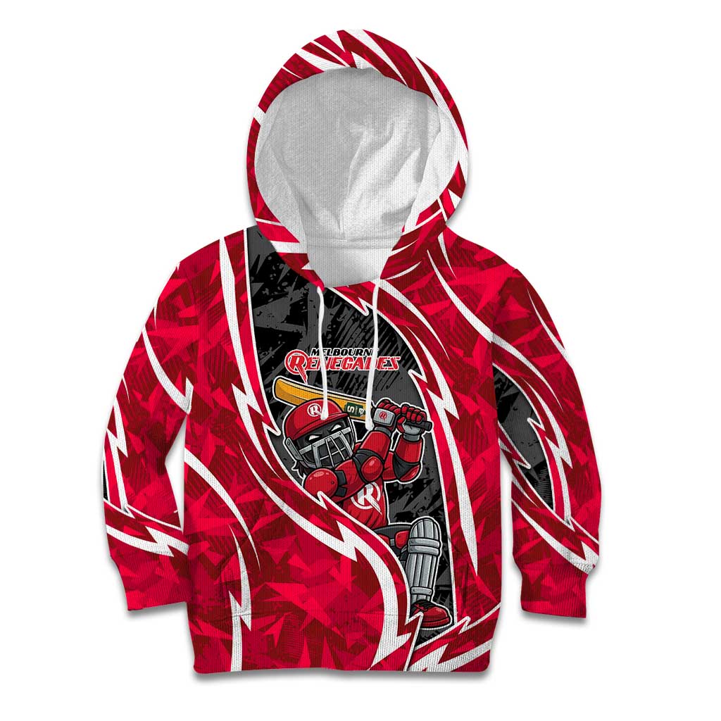 Melbourne Renegades Kid Hoodie Flaming Lightning Storm Geometric Sports Mascot Art