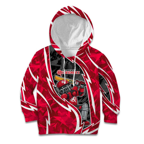 Melbourne Renegades Kid Hoodie Flaming Lightning Storm Geometric Sports Mascot Art