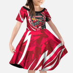 Melbourne Renegades Kid Short Sleeve Dress Flaming Lightning Storm Geometric Sports Mascot Art