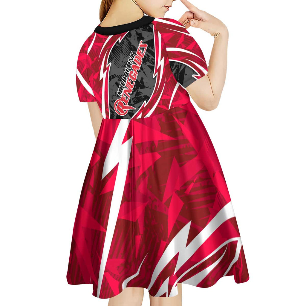 Melbourne Renegades Kid Short Sleeve Dress Flaming Lightning Storm Geometric Sports Mascot Art