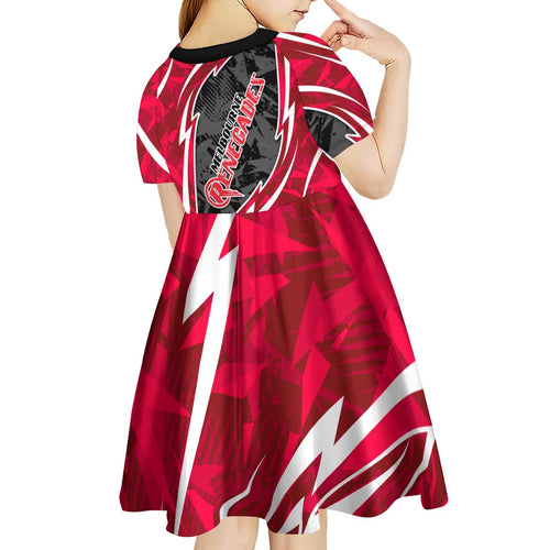 Melbourne Renegades Kid Short Sleeve Dress Flaming Lightning Storm Geometric Sports Mascot Art