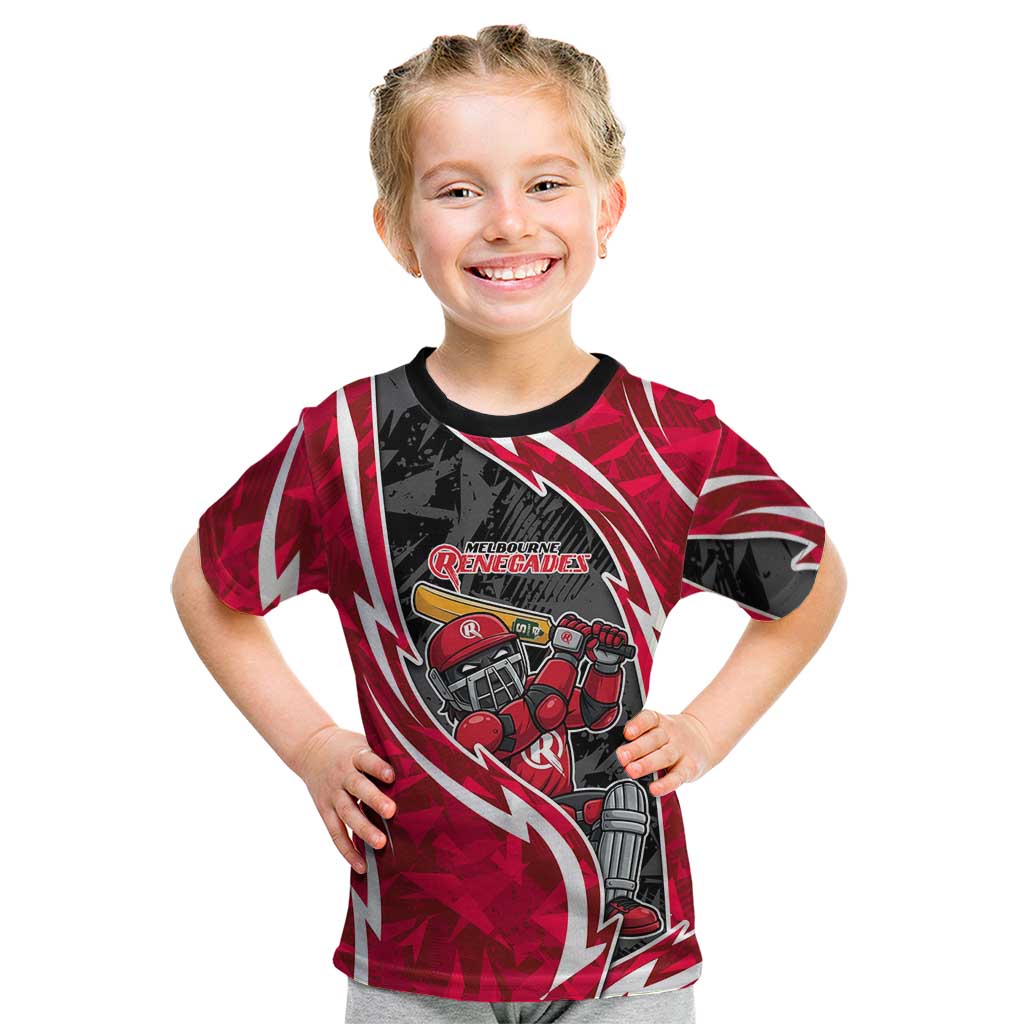 Melbourne Renegades Kid T Shirt Flaming Lightning Storm Geometric Sports Mascot Art