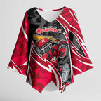 Melbourne Renegades Kimono Sleeve Blouse Flaming Lightning Storm Geometric Sports Mascot Art