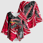 Melbourne Renegades Kimono Sleeve Blouse Flaming Lightning Storm Geometric Sports Mascot Art