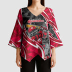 Melbourne Renegades Kimono Sleeve Blouse Flaming Lightning Storm Geometric Sports Mascot Art