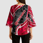 Melbourne Renegades Kimono Sleeve Blouse Flaming Lightning Storm Geometric Sports Mascot Art