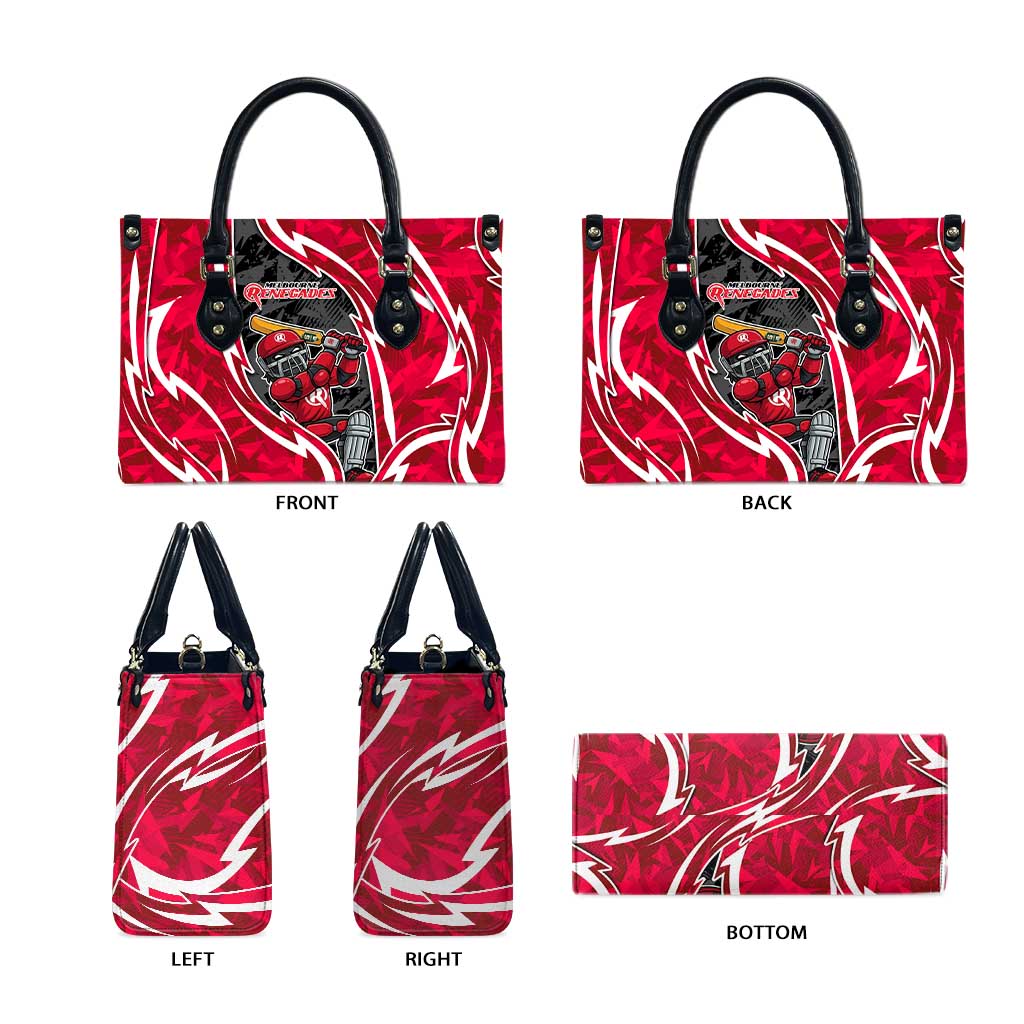 Melbourne Renegades Leather Bag Flaming Lightning Storm Geometric Sports Mascot Art